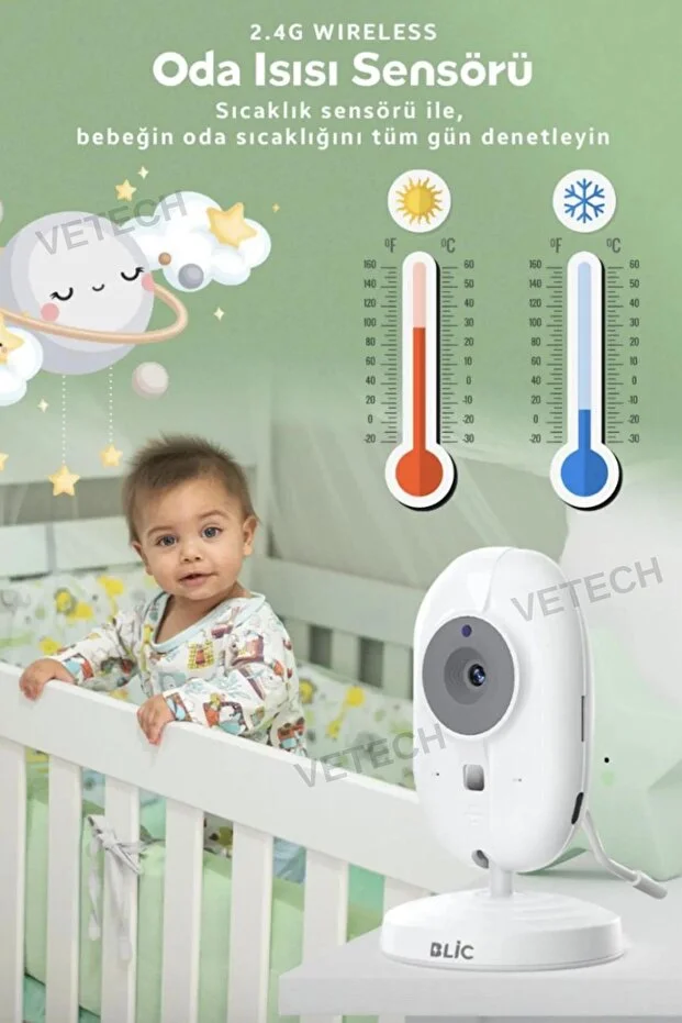 Bebek Kamerası Lcd Ekranlı Gece Görüşlü Bebek Telsizi Bebek Odası Kamerası Monitörü